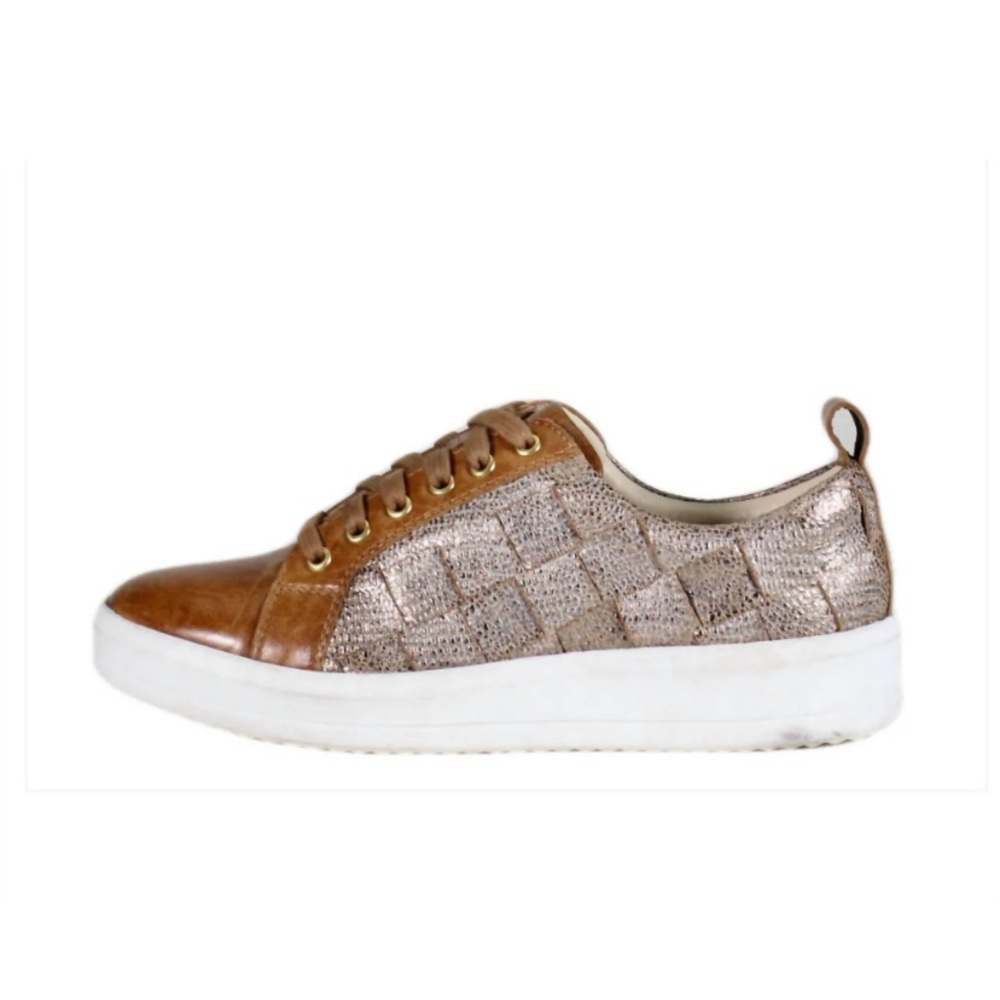 DIBA TRUE Yuli Ana Leather Casual Sneaker Size 10 Womens Luggage / Pewter Color - Picture 2 of 14